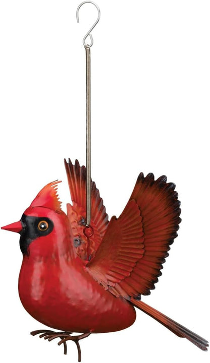 Regal Art & Gift Bird Bouncie - Bird Garden Decor Outdoor Metal Bird Hanging Ornament for Yard Patio Lawn - Cardinal