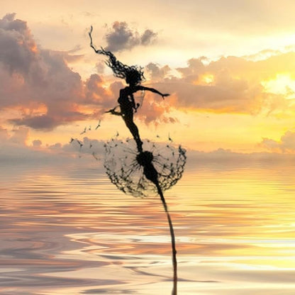 Flower Fairy Dancing with Dandelion, Fairy Garden Sculptures, Angel Metal Ornaments Gardens Art Sculpture, Stainless Steel Statue Garden Ornaments Art Decorations for Outdoor Yard Lawn Patio (C)