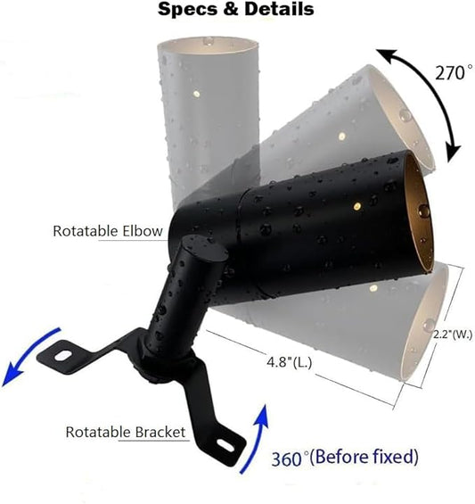 Arrownine Landscape Lighting Down Lights,Moon Light Low Voltage Outdoor Wall Tree Mount Lighting Replaceable MR16 LED Bulb Included Black Finish with Bulb