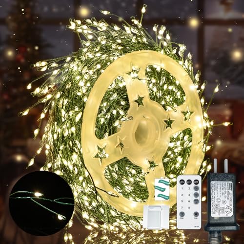 Fairy Lights 65Ft 1000LED Warm White Waterproof Plug-in String Lights - Timer & Remote