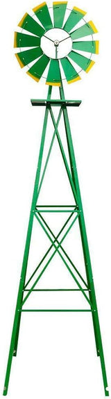 8 Feet Ornamental Garden Windmill, Green and Yellow