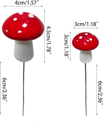 10Pcs Red Garden Stakes Mushroom Miniatures Indoor Outdoor Silhouette Fairy Garden Lawn Yard Decorations Lawn Inset Craft Decorative Garden Stakes Outdoor Decor