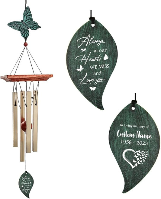 ASTARIN Memorial Custom Wind Chimes for Loss of Loved One, Wind Chimes for Patio Yard Decor, 24'' (Condolences-2)