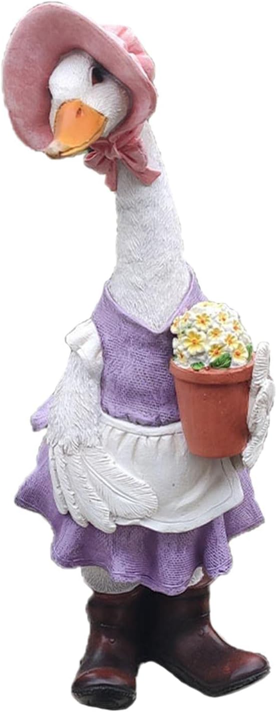 Baoblaze Duck Statues for Garden Figures, Resin Animal Sculpture Home Decoration, Outdoor Or Indoor Art Crafts Statues Decor, for Garden, Pond Decoration, Femal