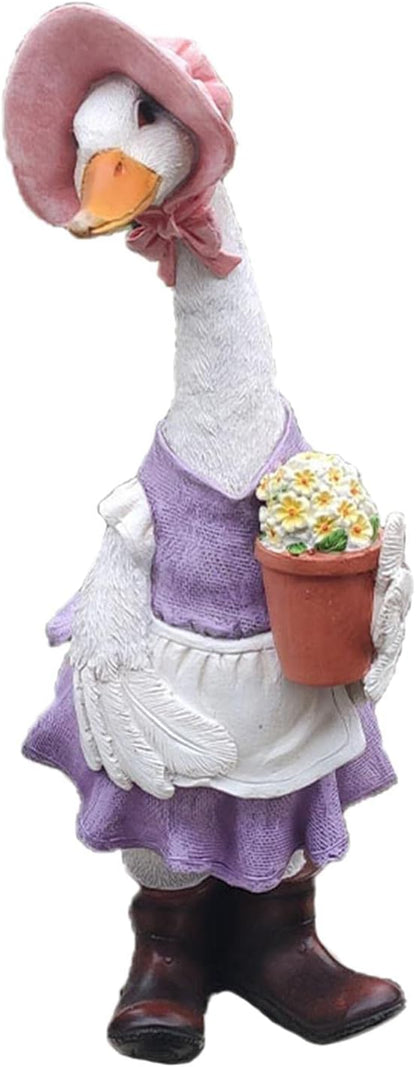 Baoblaze Duck Statues for Garden Figures, Resin Animal Sculpture Home Decoration, Outdoor Or Indoor Art Crafts Statues Decor, for Garden, Pond Decoration, Femal