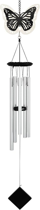 Carson 36"" Butterfly Two-Toned Wind Chime - Black and White Chime - Butterfly