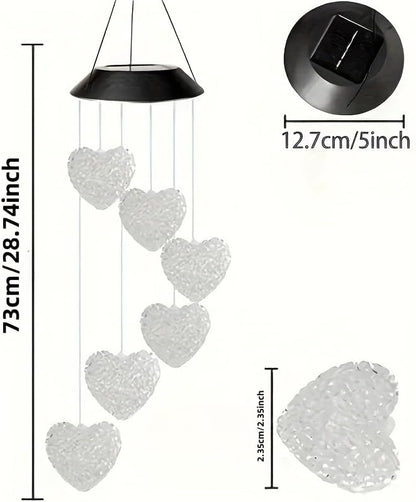 Solar Wind Chimes Outside Color Changing Lights,Solar Valentines Lights Outdoor,Valentine Solar Powered Lights,Garden Decor for Patio Yard Garden Home,Gifts for Women