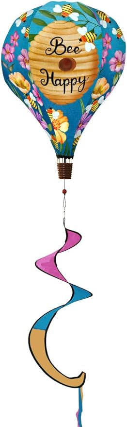 Happy Beehive Spring Hot Air Balloon Wind Twister 54" x 12" Briarwood Lane