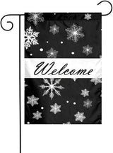 Gkyygk Winter Snowflake Christmas Welcome Garden Flag 12x18 Inch Double Sided Small Burlap Banners Yard House Decor for Men Women