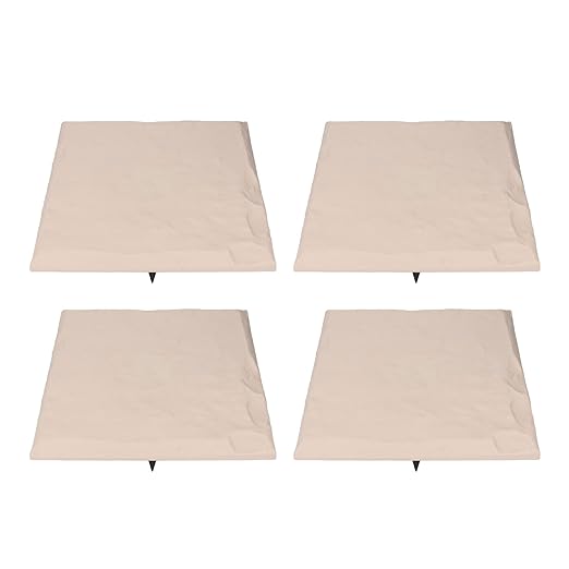 15.5 Inch Stepping Stones, Decorative Garden Walkway Pavers with Ground Stakes for Outdoor Pathway, Lawn, Yard, Made of Polypropylene (Beige)