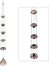 36" Copper Temple Wind Chimes with 5 Bells, Melodious Zen Feng Shui Wind Bells for Outside, Memorial Wind Chime Sympathy Gift with Unique Teardrop Floral Sail, Decorative Garden Decor for Yard Patio