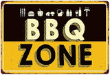 SCAZOMV BBQ Zone Vintage Retro Tin Sign Outdoor Sign Bar Wall Decor Outdoor Pool Backyard Signs 8"X12"