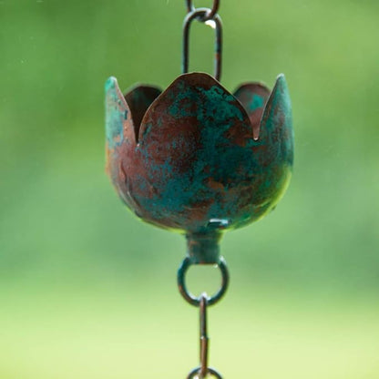 SPRING HILL NURSERIES - Verdigris Tulip Rain Chain - Decorative and Delightful Addition to Your Patio