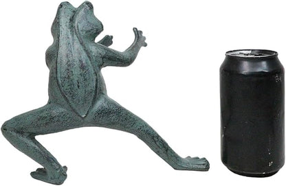 Ebros Gift Verdi Green Aluminum Metal Whimsical Tai Chi Kung Fu Frog Garden Statue Zen Feng Shui Martial Arts Frogs Home Garden Patio Pool Decorative Sculpture (Horse Stance)