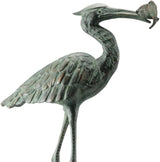 SPI Home 50606 Garden Single Crane Eating Fish Sculpture