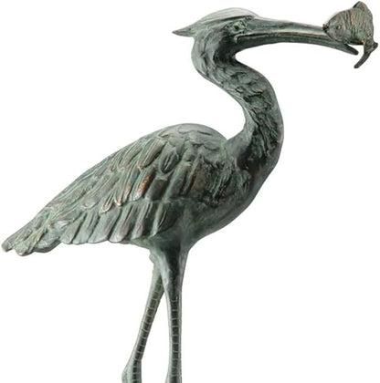 SPI Home 50606 Garden Single Crane Eating Fish Sculpture