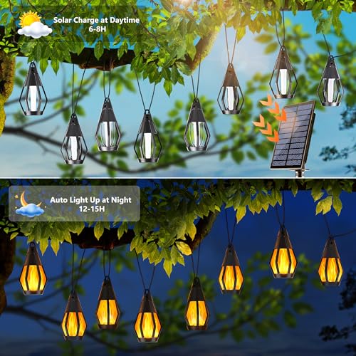 Solar String Lights - 21Ft Flickering Patio Lights