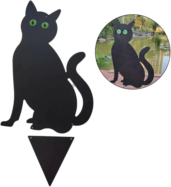 Gardening Cat Silhouette Gardening Cat with Marble Eyes Mice Control Harmless Bird Deterrent Decor 3PCS