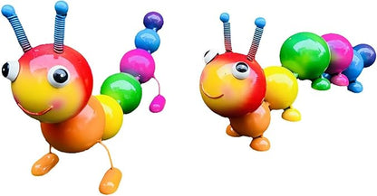 2 PackCute Caterpillar Metal Garden Statues Outdoor Art, Colorful Insect Lawn Ornaments for Backyard Patio Decorations, Funny Animal Yard Decor Gifts for Women Mom