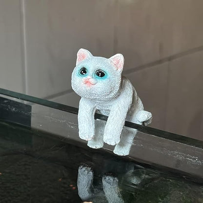 3 Pcs Resin Hanging Cat Figurines Planter Pot Hanger Miniature Fairy Garden Terrarium Edge Decor Flower Pot and Vase Hugger Hanging Animals Ornaments for Patio, Yard, Balcony