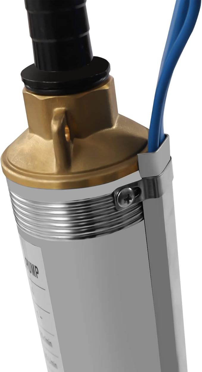 Deep Well Submersible Pump AC 110V 750W Electric Submersible Water Pump, 16 GPM Flow, 380ft Lift, Farm Ranch Irrigation Submersible Bore Hole Deep Well Pump 3420 RPM