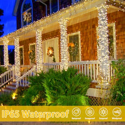 Solar String Lights Outdoor - 2 Pack 170FT Warm White