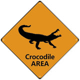 Crocodile Crossing Sign Caution CrocodileXing Sign Street Sign Wildlife Novelty Road Fence Wall Decor Warning Metal Tin Sign For Indoor Outdoor 15x15in