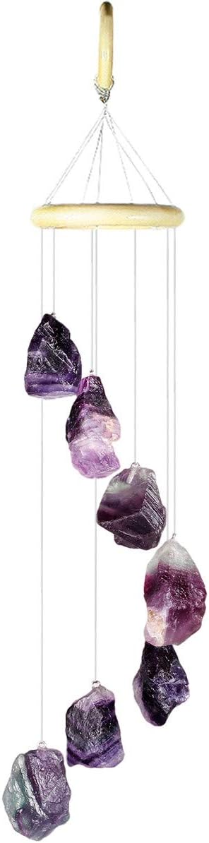 rockcloud Fluorite Raw Stones Wind Chime Home Garden Decoration Figurine