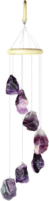 rockcloud Fluorite Raw Stones Wind Chime Home Garden Decoration Figurine