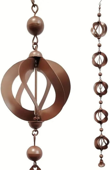 Rain Chain Home Decor, Outdoor 3.54 FT Rain Catcher Chain for Gutter Downspouts Divert for Roof Porch Lawn Gazebos Garden Drainage Eaves Decor (Pinecone) (Wind Chimes)