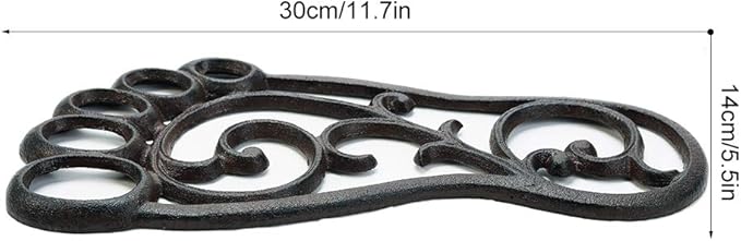 Sungmor Heavy Duty Cast Iron Stepping Mats for Front Door, 2PC 11.8 Inch Long Sturdy Metal Left & Right Footprint Stepping Stone, Retro Elegant Decorative Mat for Garden Lawn Panel Walkway Landscaping