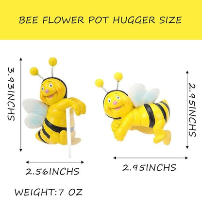 Set of 2 Bee Figure Plant Pot Hanger, Turtle Flower Pot Hugger, Resin Bees Statue, Funny Pot Huggers for Planters, Cute Climbing Animal Flower Pot Hugger, Garden Fence Balcony Patio Yard (BEE)