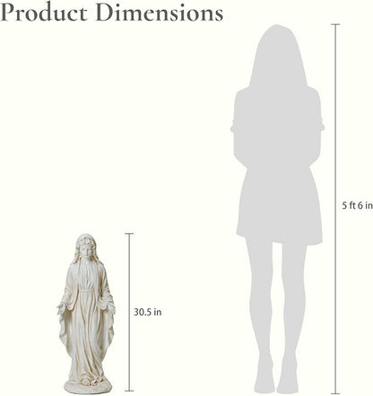 LuxenHome Virgin Mary Statue Outdoor, 30'' Religious Garden Statue, Blessed Mother Outdoor Statue, Virgen De Guadalupe Statues, Large Outdoor Garden Statues, Sculptures Decorations Home Yard Patio