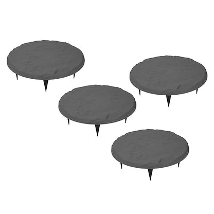 Outdoor Stepping Stones Garden Pathway Stones Landscape Stones 15.71in Round Polypropylene Resin with 6 Ground Stakes for Lawn Decor Walkway (Grey)