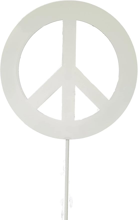 Peace and Heart Staked Signs or Wall Art Rustic or Powder Coated Finishes (Peace Small Stake 21", White Speckled)