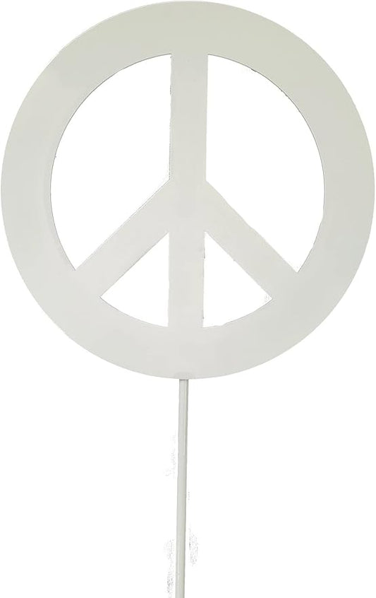 Peace and Heart Staked Signs or Wall Art Rustic or Powder Coated Finishes (Peace Small Stake 21", White Speckled)