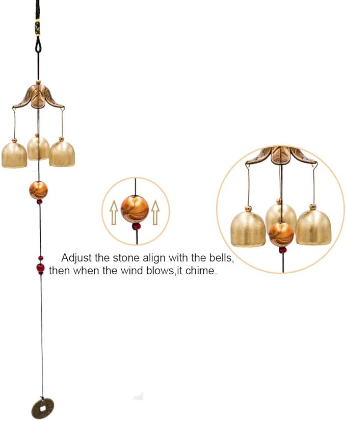 Banfeng 3 Bells Lucky Wind Chimes Feng Shui Wind Bell for Good Luck Home Garden Hanging Decoration Gift