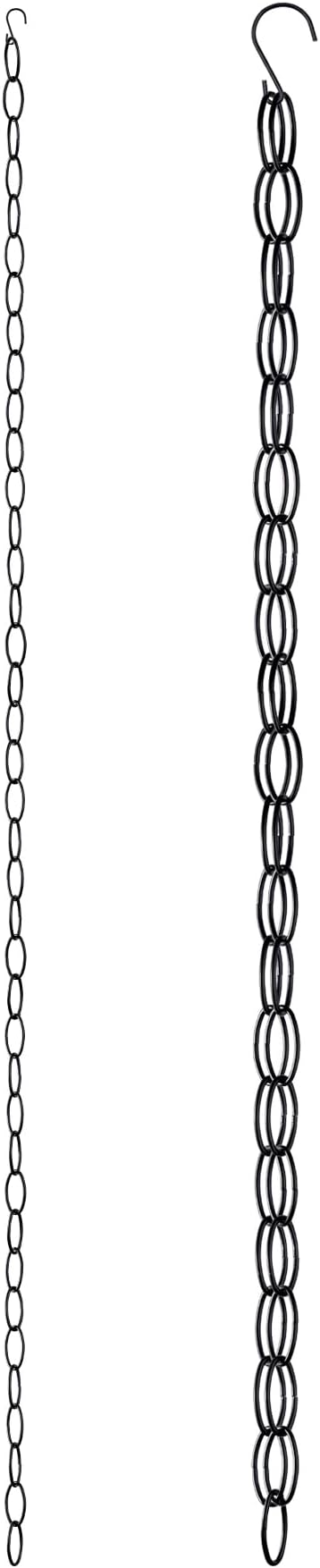 Generic 16.5 FT Matte Black Rain Chain with Hooks - Rain Chains for Outside - Adjustable Rain Catcher Chains with Bell for Eaves Drainage - Easy Install (Black), YL001