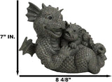 Ebros Garden Dragon Family Mommy and Me Time Statue 8" Long Cute Baby On Mother's Bosom Dragons Faux Stone Resin Finish Figurine Fantasy Home Decor