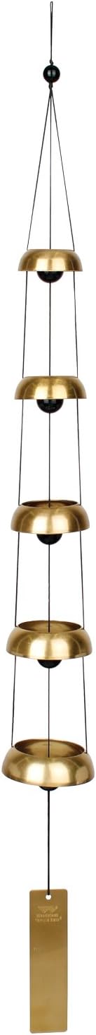 Woodstock Chimes Signature Collection, Woodstock Temple Bells, Quintet (32'') Brass, Wind Bells for Outdoor, Patio, Home or Garden Décor (TB5)