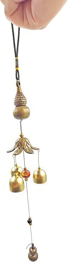 Metal Gourd Lucky Wind Bell for Good Luck Wealth and Safe， Window/Door/Home Pendant Wind Chime Chinese Feng Shui Bell(Meaning Good Fortune and Good Fortune)