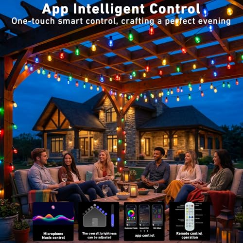 Smart RGB LED String Lights 200FT - Dimmable, Waterproof, Shatterproof
