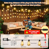 Outdoor String Lights 100FT - APP Control Dimmable LED with Timer