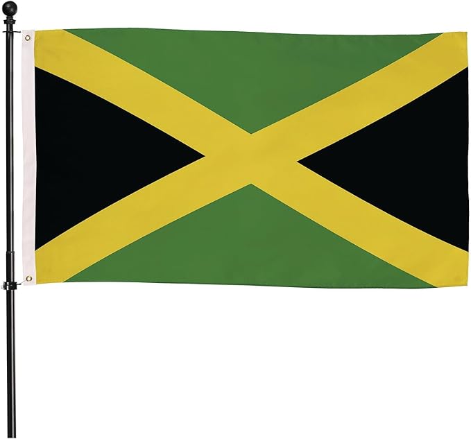 Evergreen Jamaica Flag 3x5 Outdoor Double Sided, National Flags for Outside with Grommets, Jamaican Flag 3-Ply Banners for Garden Patio, Indoor Wall Decor for Room, Works with Standard Estate Flag Poles