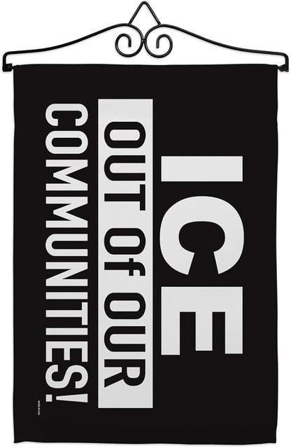 ICE Out of Our Communities Flag Hanger Kit Wall Hanging Decor Home Poster Porch Balcony Bandera para Mexican Gifts SF NY LA MAGA Abolish ICE Support Sign Protest Poster Californian Pride Decor