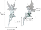 Sitting Fairy Garden Statue,Angel Yard Statues Outdoor Resin Crafts Flower Decor Park Lawn Decoration Home Patio Garden(Color:White)