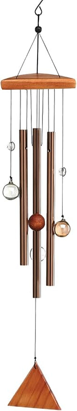 Sunset Vista Designs 92684 Temple Metal and Wood Wind Chime, Color Glass Marbles 23x5