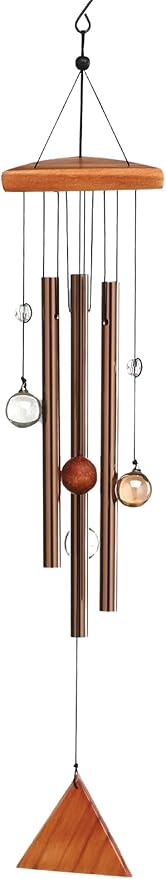Sunset Vista Designs 92684 Temple Metal and Wood Wind Chime, Color Glass Marbles 23x5