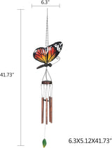 Asense Hanging Wind Chimes for Outside, Solar Powered LED Lights Butterfly Wind Chime, Outdoor Garden Lawn Yard Patio Decoration, Unique Decor Gifts