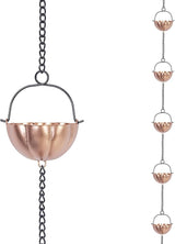 Rain Chains Gutters 10FT,Adjustable Rain Catcher Chain with 12 Cups,Decorative Replacement for Gutter Downspouts